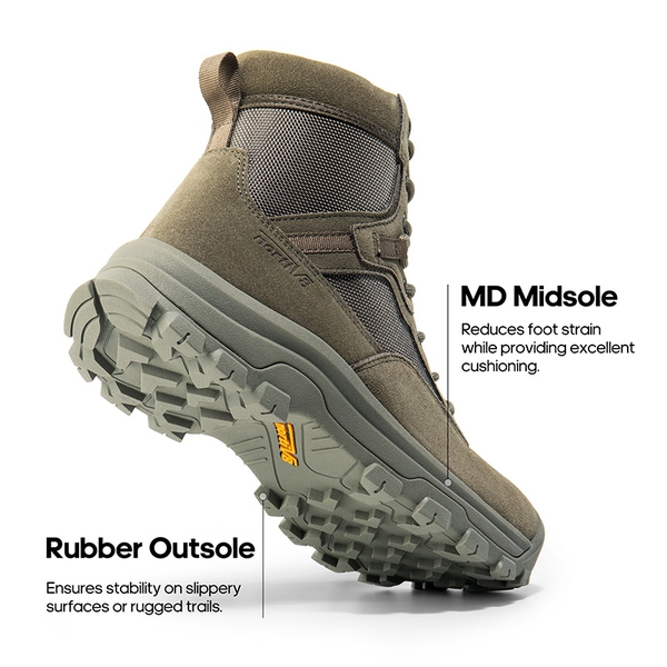 Men's Cap-Toe Waterproof Tactical Work Boots - ARMY GREEN - 3
